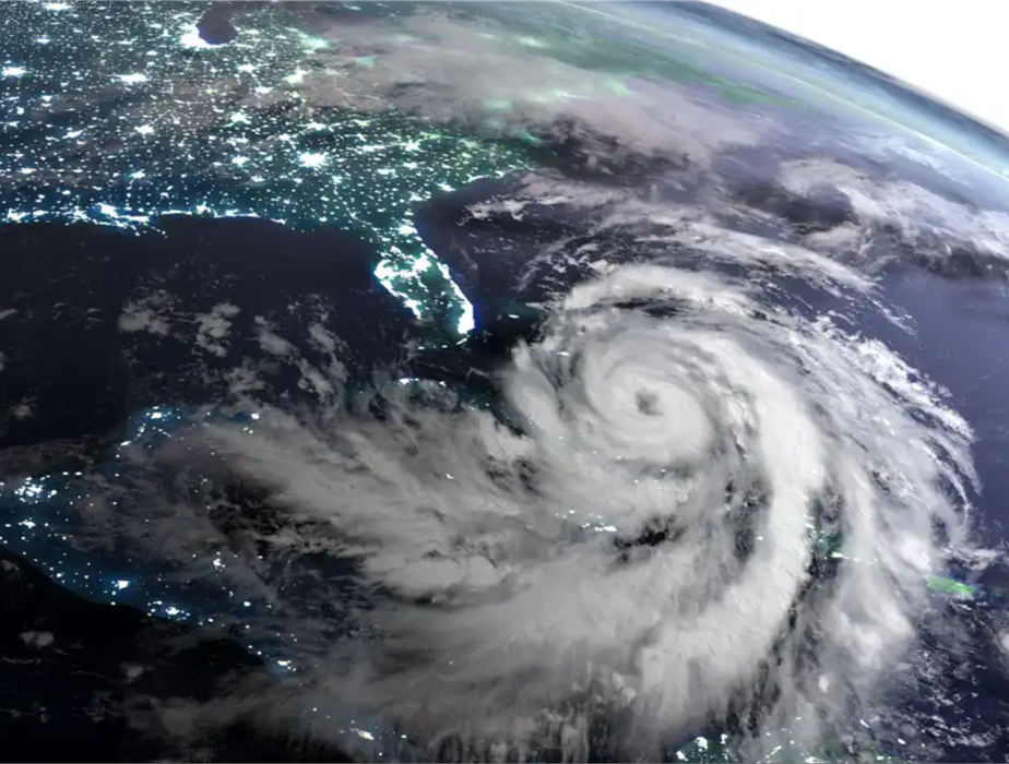 satellite view of major storm near Florida
